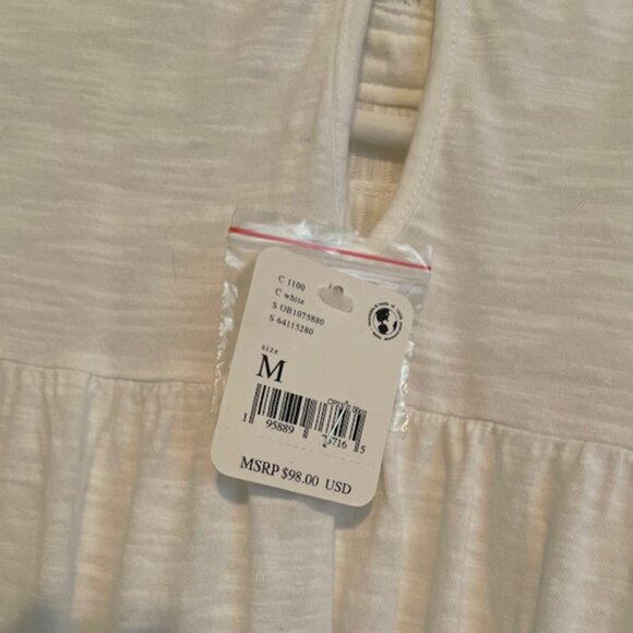 NWT Free People Top White Prairie Medium Cotton Oversized NEW Ivory Hippie $98 - Picture 2 of 15